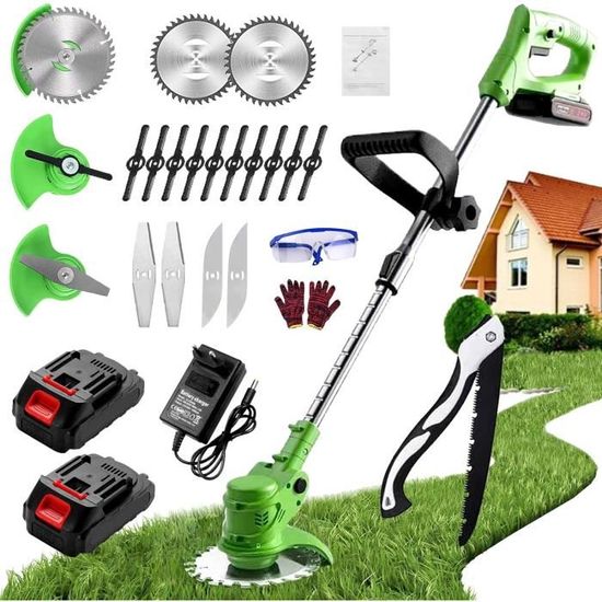 Débroussailleuse électrique 21V Débroussailleuse De Jardin Trimmer W/ 2PC Li-Ion Batterie