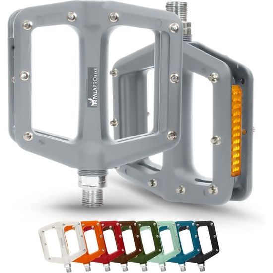 Pédales Vélo Kong Ming - Antidérapantes Aluminium Avec Réflecteurs - 9/16" Pour VTT, BMX Et Vélos Route
