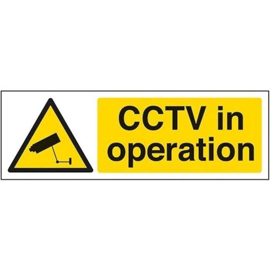 Cartello Segnaletico CCTV In Funzione – Vsafety 63021, 300x100 Mm, Plastica Rigida, Adesivo, Conforme Norme ISO 7010
