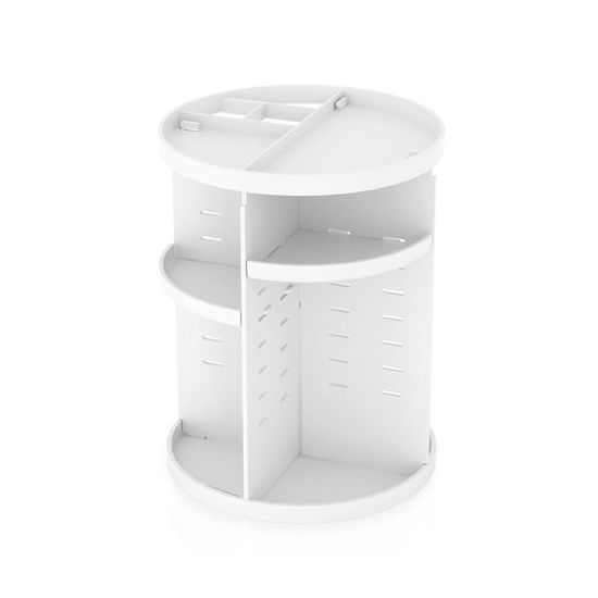 Organiseur De Bureau Rotatif 360° - 5 Compartiments - Blanc Et Vert - Pour Stylos, Maquillage, Petits Objets - Matière ABS