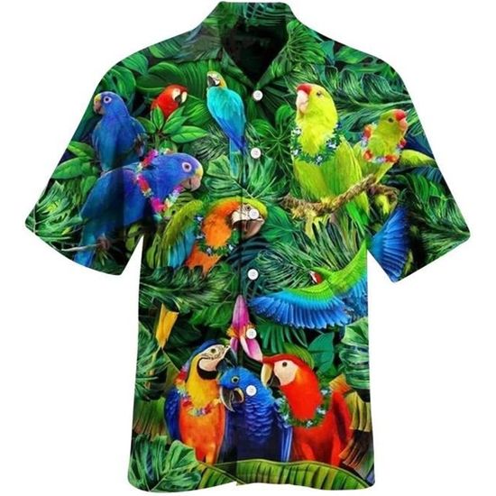 V.H.O. Chemise Homme XL Hawaïenne Manches Courtes Palmiers