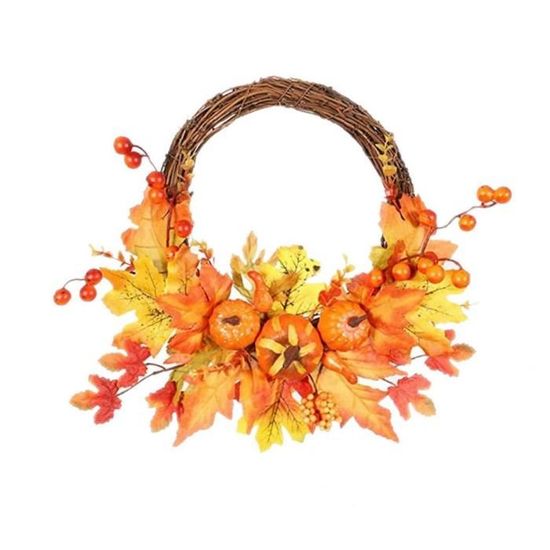 Couronne D'automne Artificielle Avec Pivoines Et Citrouilles - Décoration Porte D'entrée - 40x40 Cm Ou 45x45 Cm - Pour Halloween, Thanksgiving - Style Rustique Et Durable