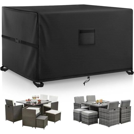 HSFFBHFBH Housse Table De Jardin - 125x125x74cm (LxWxH) Noir 420D