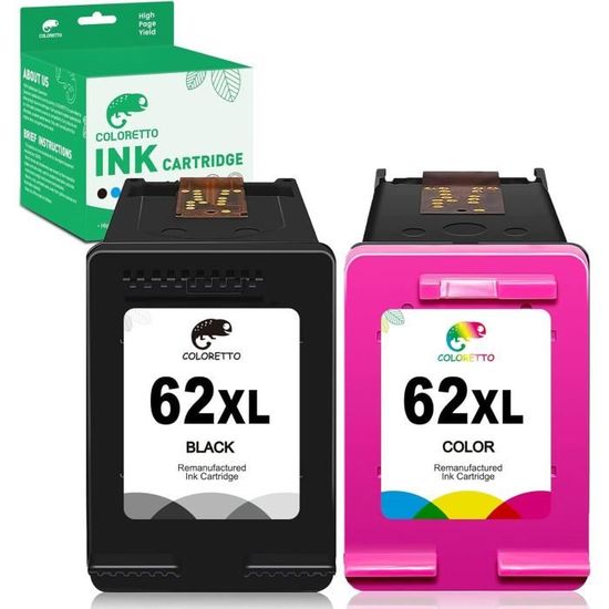 2 Noir Cartouches d'encre Compatible pour HP 62 XL 62XL Compatible pour