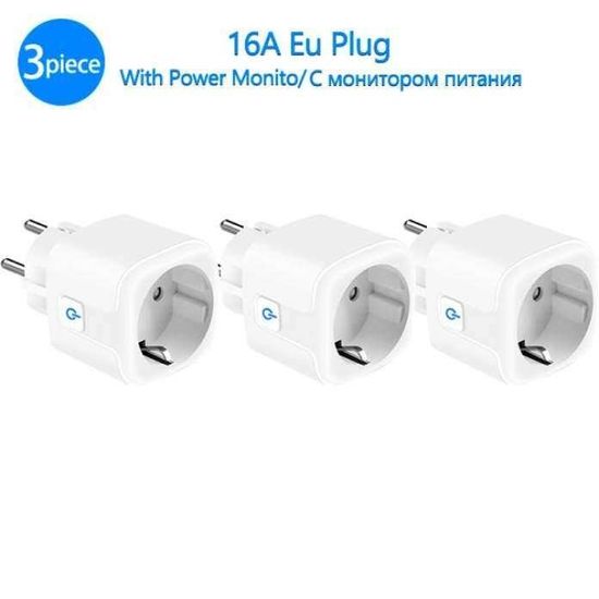 Prise Intelligente WiFi 16A EU - Commande Par App Tuya/SmartLife, Compatibilité Alexa, Google Home