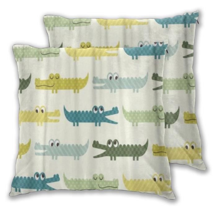Taies D Oreiller Crocodile Dessin Anime Bebe Alligator Colore Taie D Oreiller Decoratif Canape Salon Home 45x45cm Cdiscount Maison