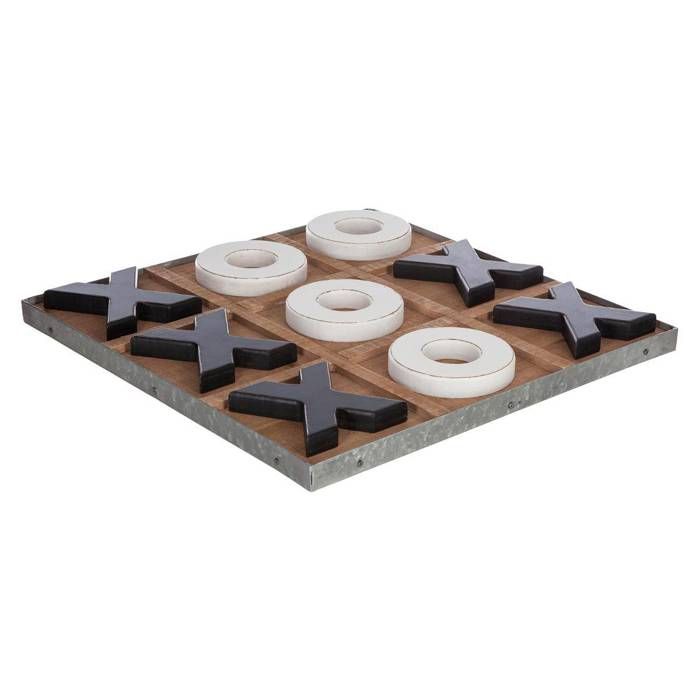 Atmosphera - Jeu de morpion en bois -Chic factory- L, 35 x l, 35 x H, 2,9 cm Noir Et Blanc
