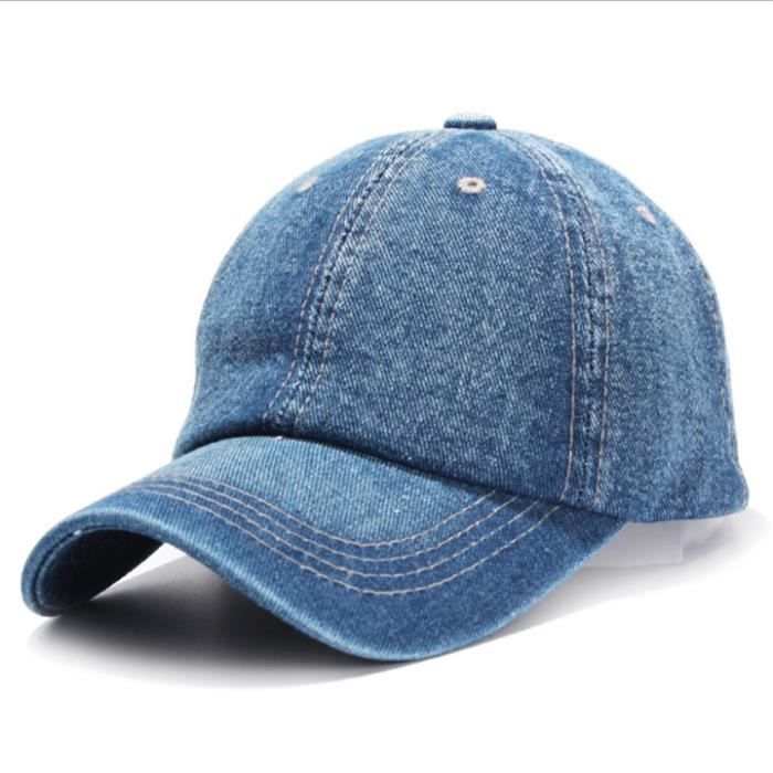 Casquette Femme Homme Baseball Vintage en Jean Stylé réglable TU de Couleur Bleu