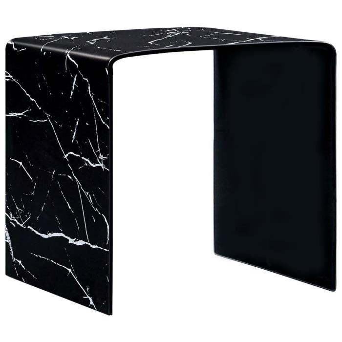 HENGL Table basse Noir Marbre 50 x 50 x 45 cm Verre trempé