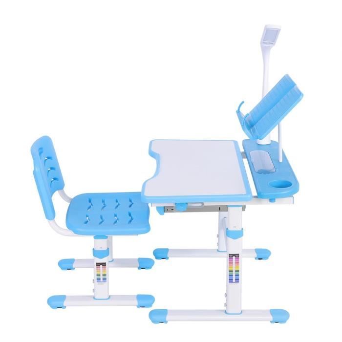 Ensemble table et chaise bebe bureau hauteur réglable et chaise confortable avec table d'étude de lampe pour enfants 100 ~ 240V-LAV