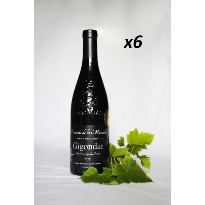 Carton de 6 Bouteilles de Domaine de la Maurelle Gigondas Vin Rouge 2018 médaille d'or