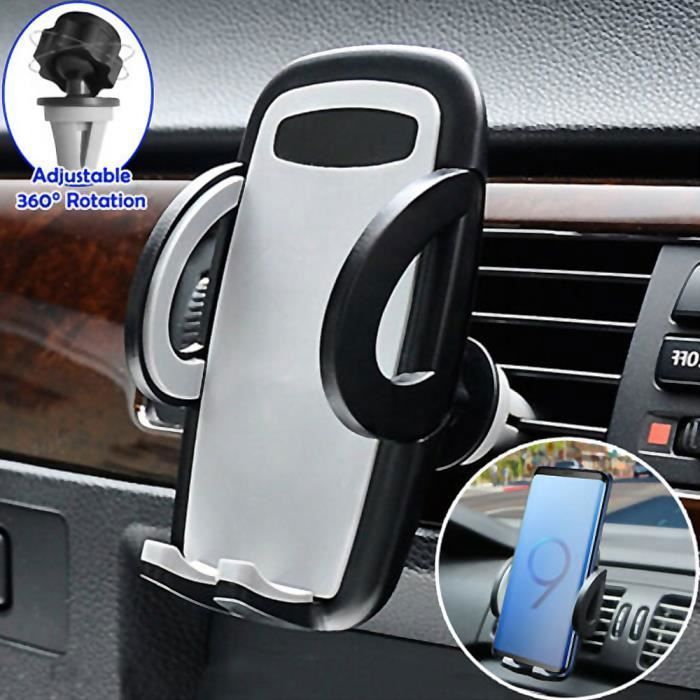 Support Téléphone Voiture à Grille d'Aération avec Rotation 360°