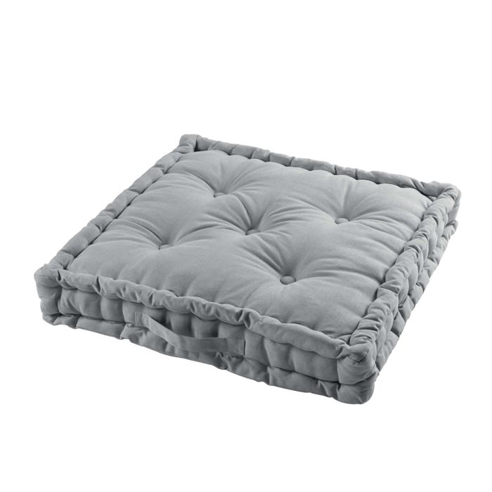 CDaffaires Coussin de sol 60 x 60 x 10 cm coton uni panama Gris