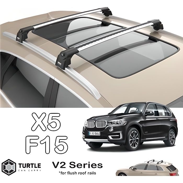 Barres de toit pour Bmw X5 2014> transversales alu (le jeu de 2) série Turtle V2 avec serrures