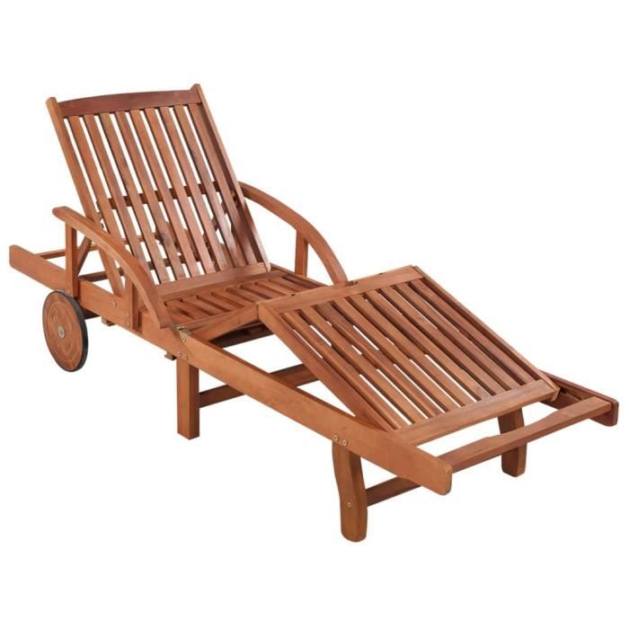 Bain de Soleil de Jardin Transat de Jardin Chaise longue Bois d'acacia solide