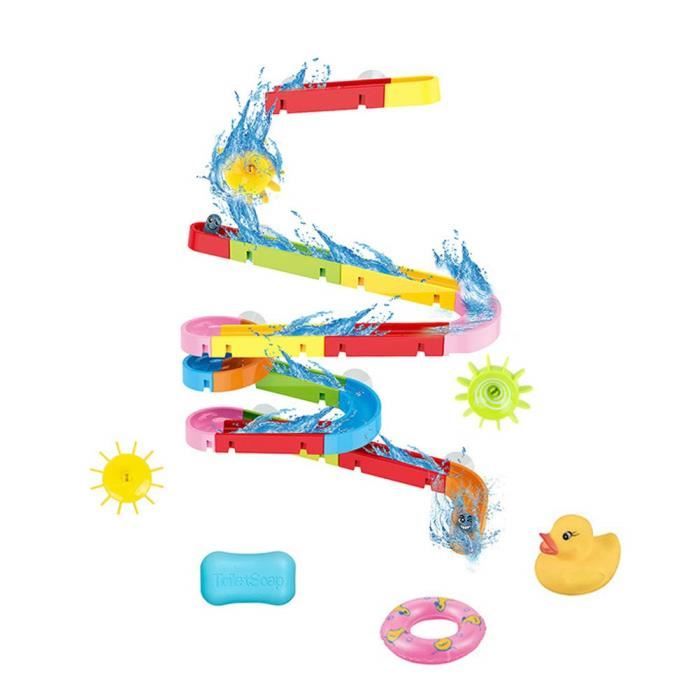 Hi’Shion®Jouet de Bain Bébé&Enfant Plaisirs du Bain DIY Toboggan Circuit de Billes Jeu Assemblage Jeux de Construction pour Baign