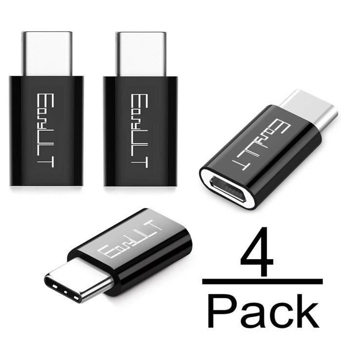 USB C Adaptateur, Adaptateur USB Type C vers Micro USB(4-Pièces), et d'autres avec USB C(Noir)