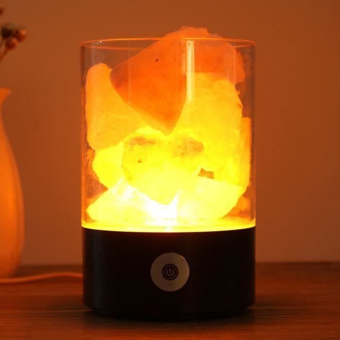 Lampe de sel Himalaya Cristal USB Purificateur d'air Veilleuse Lumière Nuit Noir Bo43650