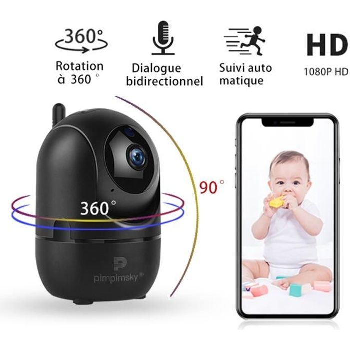 Wi-Fi caméra Babyphone vidéo Caméra Moniteur Bébé sans Fil vidéo HD avec détecteur