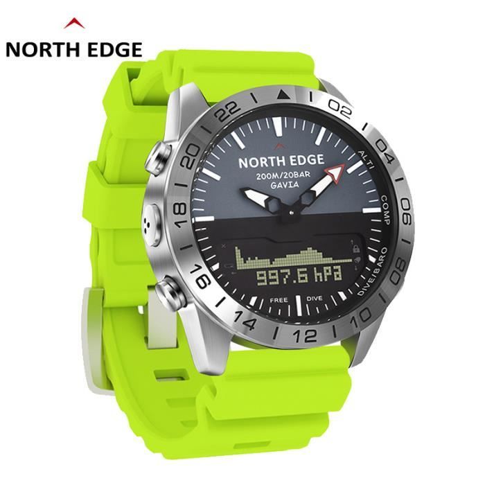 F North Edge GAVIA 2 montres pour hommes d'affaires de luxe en acier complet étanche 200 m altimètre boussole plongée sport numériqu