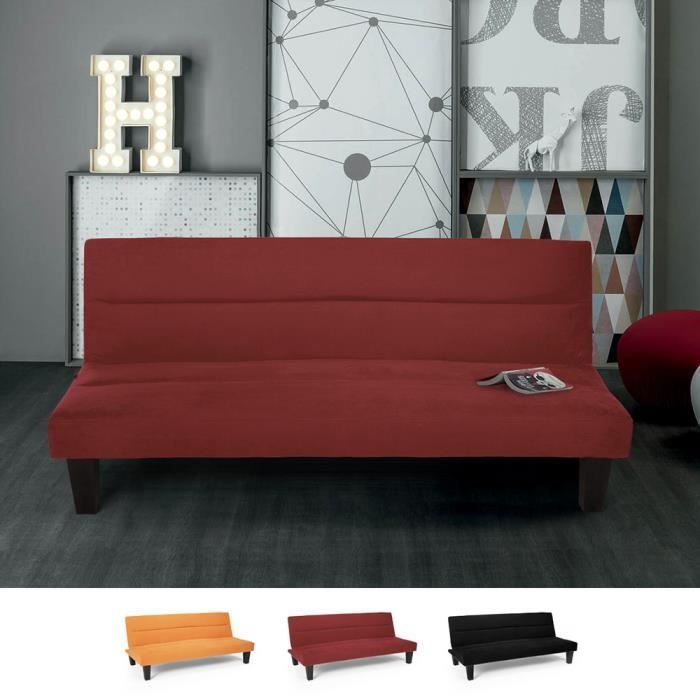 Canapé droit 2 places Rouge Velours Pas cher Moderne Confort