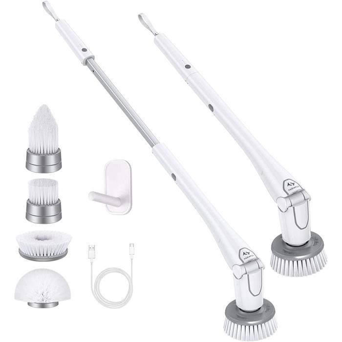 Brosse de nettoyage électrique rechargeable sans fil Tilswall 300 RPM, batterie 3.7V 4000mAH avec 4 têtes de brosse