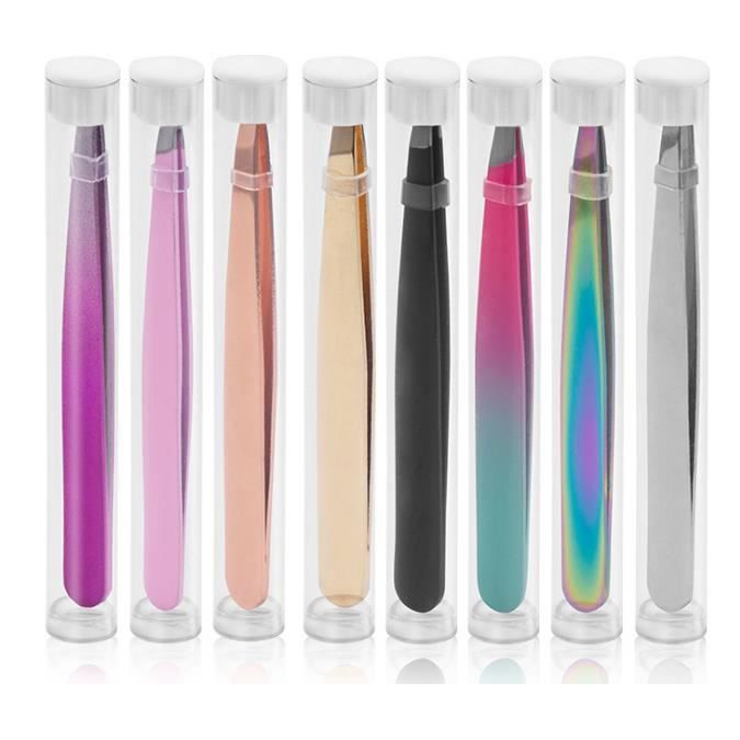8 pièce Pince à épiler pour épiler les sourcils professionnelle - Pince à sourcils oblique en acier inoxydable