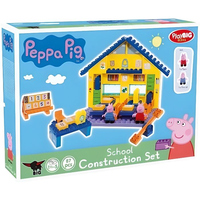 L Ecole de Peppa Pig Avec La Figurine Peppa Et Georges - Coffret De 87 Pieces - Jeu De Construction