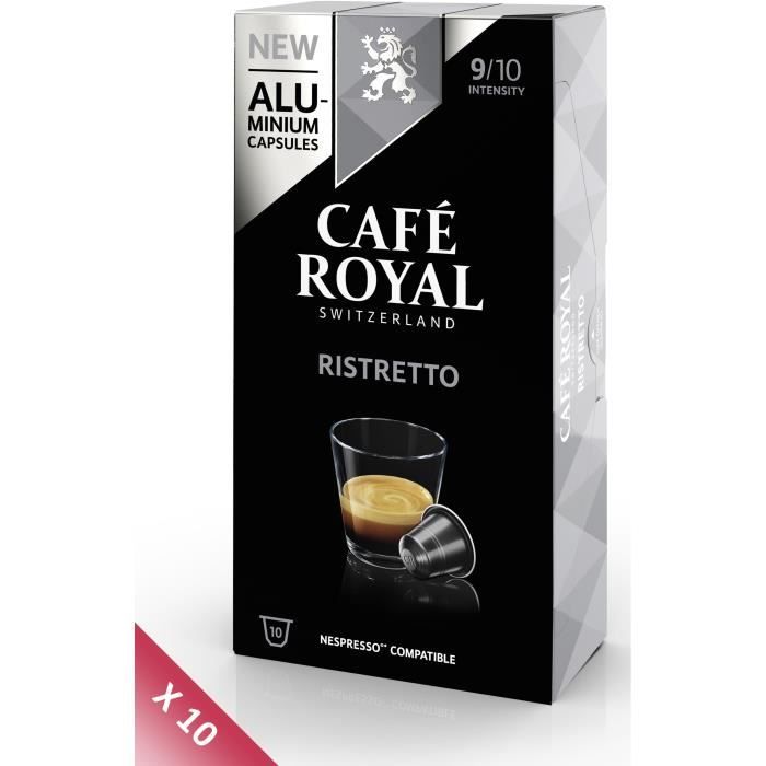 Lot de 10 CAFE ROYAL compatible Nespresso Alu Ristretto x10