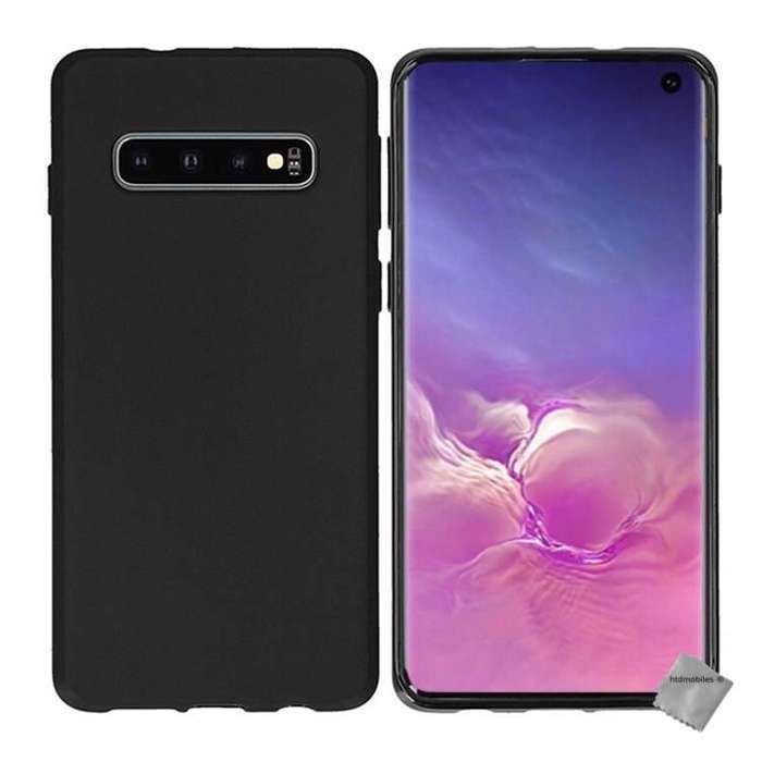 Coque silicone gel fine pour Samsung Galaxy S10+ Plus + film ecran - NOIR