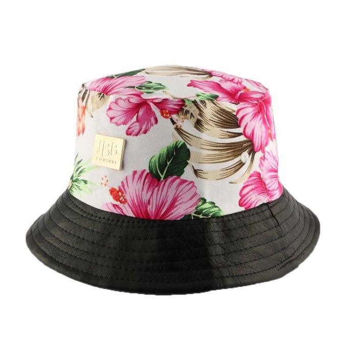 Bob JBB Couture florale Ecru avec revers similli cuir