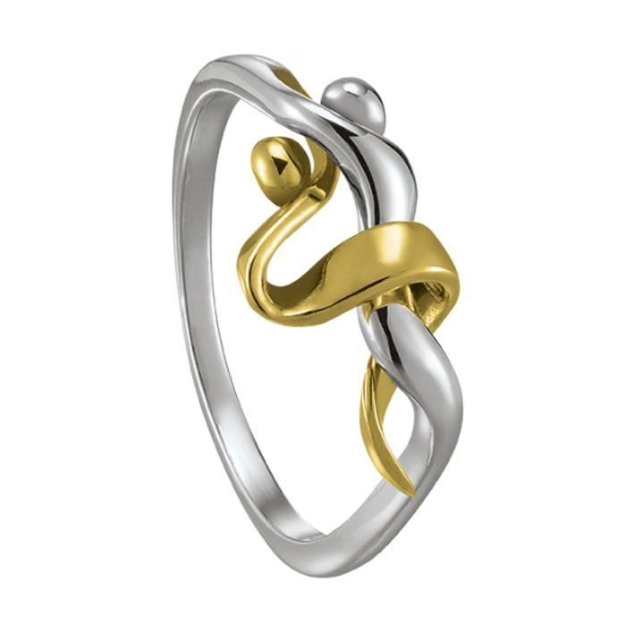 Jourdan Bijoux - Bague femme - AMK088 - Argent bicolore - Couple de danseurs - Taille 52