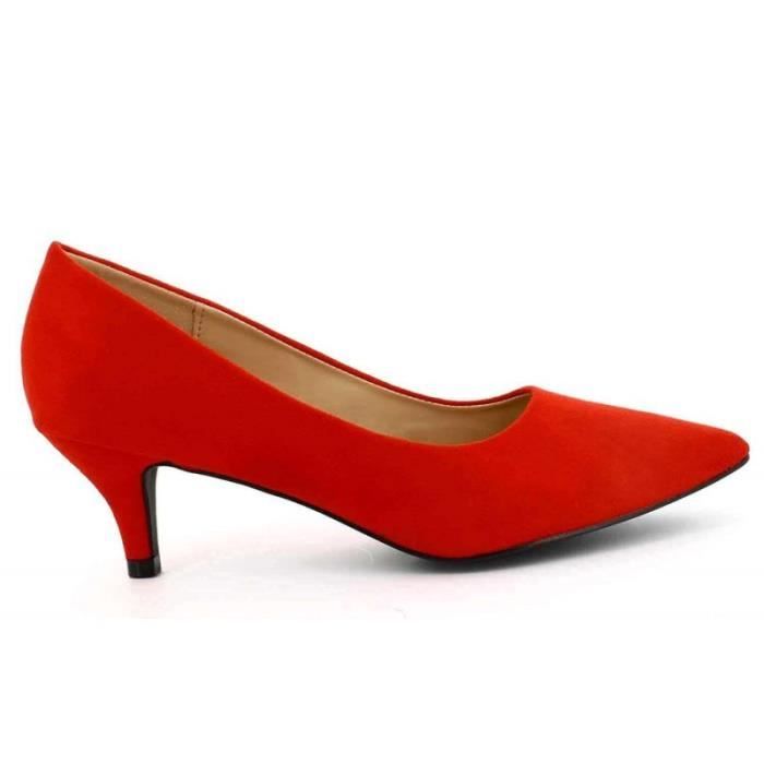 Queen Vivi - Escarpins Femmes Talon En Daim - Rouge