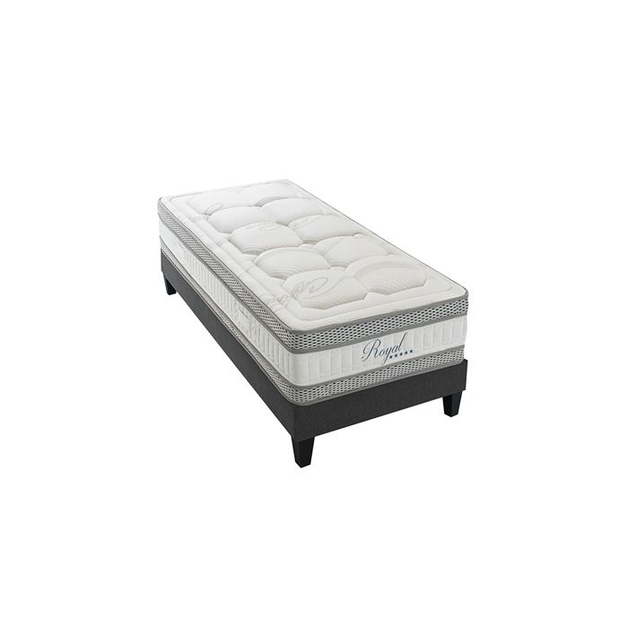 OLYMPE LITERIE - Ensemble matelas Royal avec sommier en bois - 90x200 90x200 cm Blanc