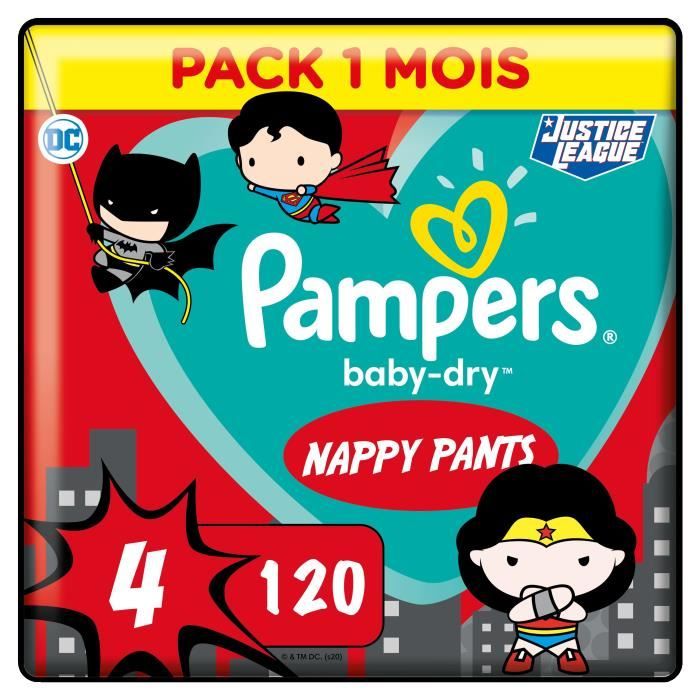 PAMPERS Couches-culottes Baby-Dry Pants Taille 4 - 120 culottes - Pack 1 Mois