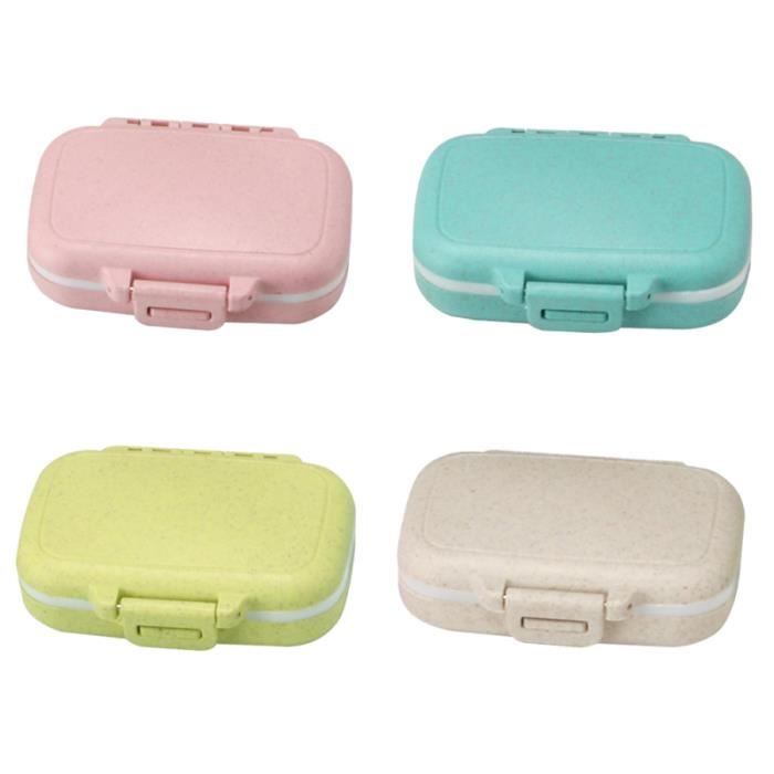 4pcs petite boîte à pilules à médicaments portable étui à simple de rangement de pratiques pour bureau à domicile (bleu PILULIER