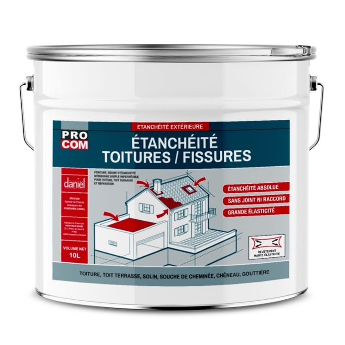 Peinture d'étanchéité pour toiture, réparation tuiles, fissures, anti-fuites, anti-mousse, décore et protège 10 litresBlanc Blanc
