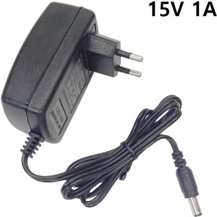 Adaptateur Chargeur Universel AC/DC 15V 1A Prise EU Embout 5.5mm*2.5mm