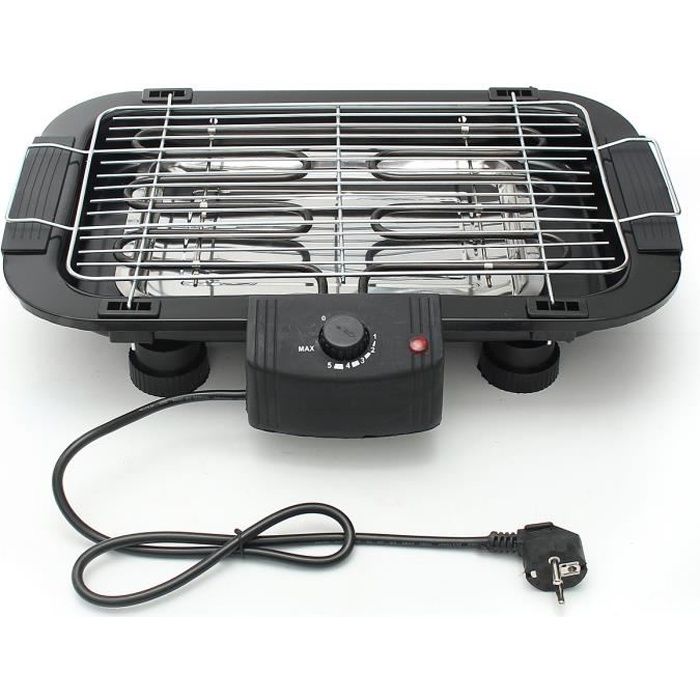 Barbecue Électrique de Table 2000W 5-Températures Cuisson Grille Sans Fumée BBQ Maison Party Fête