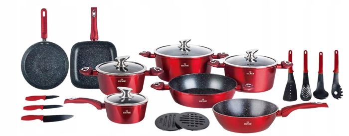 ZILNER Ensemble de 21 pièces en marbre rouge ZL8541 induction PRESENT HIT vente