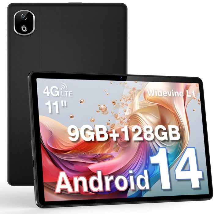 DOOGEE T30E Tablette Tactile WIFI Dual 4G 11 pouces Android 14 Batterie 8000mAh/10W RAM 9 Go + ROM 128 GoWidevine L1 + GPS – Noir