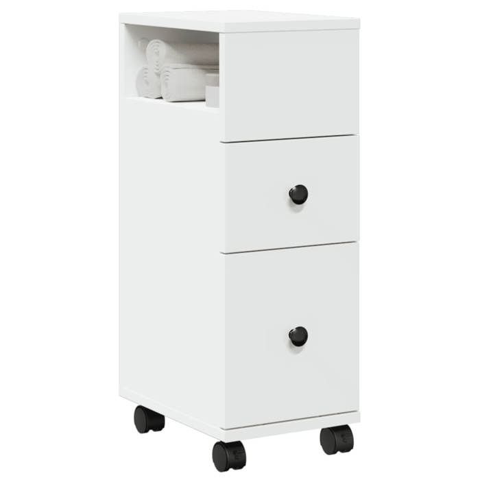vidaXL Meuble étroit de salle de bain à roulettes blanc rangement de salle de bain étroite rangement de salle de bain 855232