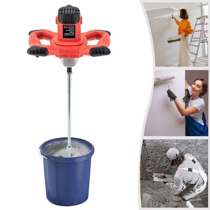 Mélangeur de Mastic à Une Tige - Bétonnière Portative Électrique - Mélangeur de Peinture Ciment 1500W MALAXEUR - MELANGEUR