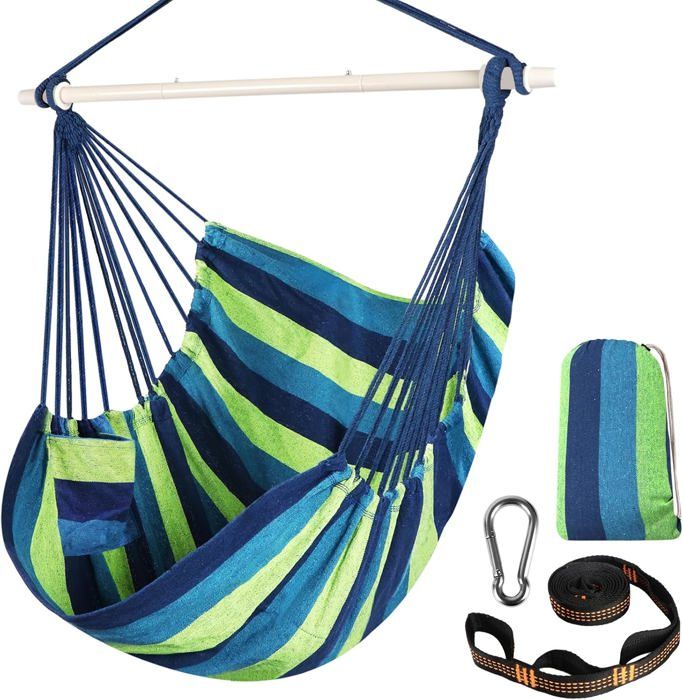 Chihee Chaise Hamac Suspendue Pliable Avec Barre Métal - Confort Max 500 Lbs, Portable