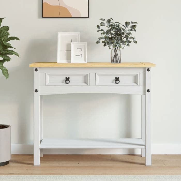 SALE 2025Table console - Table d’appoint Scandinave - Gamme Corona Pin mexicain Blanc 90x34 5x73 cm 15 55 Kg 6741