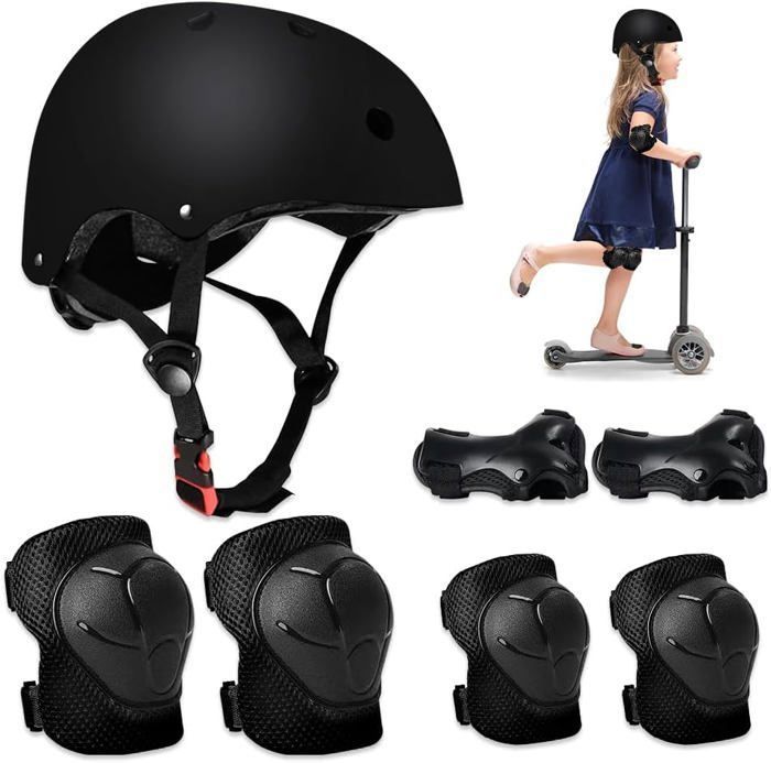 Casque Protection pour Roller Skateboard Vélo Trottinette pour Enfant 5 à 12 ans M Noir
