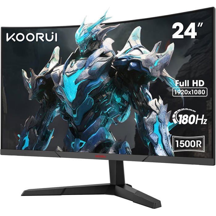 24 Ecran Pc Gamer Incurvé180Hz 1Ms Fhd Pc Moniteur Gaming 1500RAdaptive Sync Vesa 100X100MmInclinaison RéglableHdmi2.0/Dp1.2
