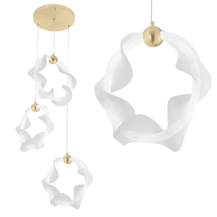 Lampe Suspendue De Plafond Toolight Led G012-3Cpr Lampe Pendante Au Plafond Blanc Or 30X30X34 5Cm