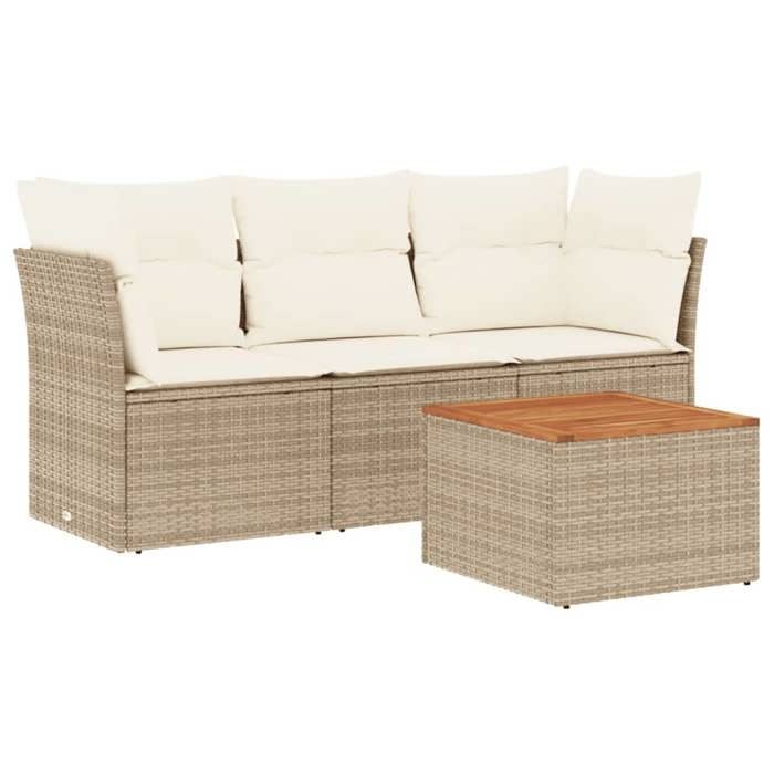 Luxueux Salon de jardin avec coussins 4 - WINFR - beige résine tressée EU1777