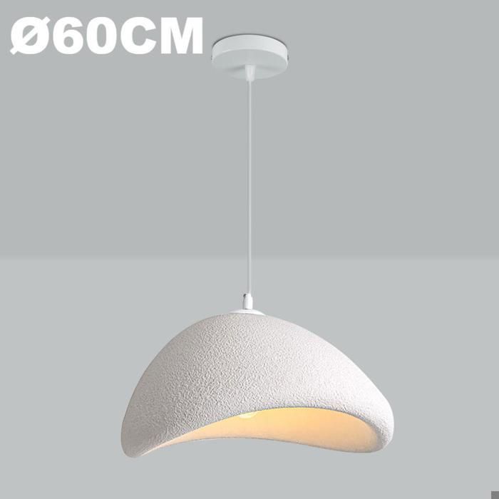 WOTTES Ø60cm Suspension Luminaire Moderne Créatif Blanc Lustre Design Mousse Vintage E27 Lampe 1pcs pour Salon Salle à Manger